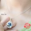Real forget-me-not flower pendant in resin and sterling silver – Tulip Handmade